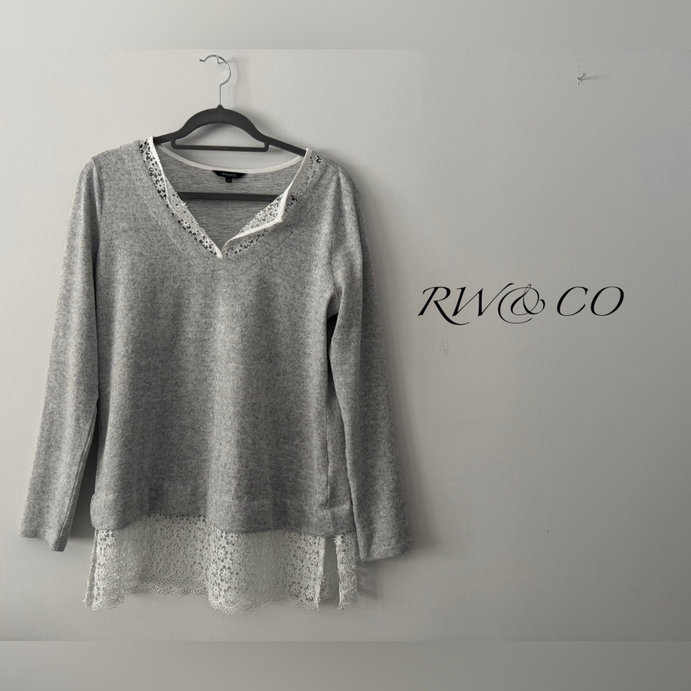 RW&Co Sweater with Lace Detailing